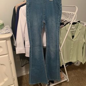 70’s Style Elastic Waist Bellbottom Flare Jeans